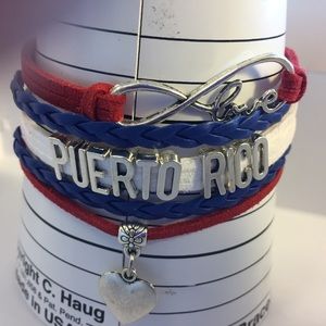 Puerto Rico leather charm Bracelet